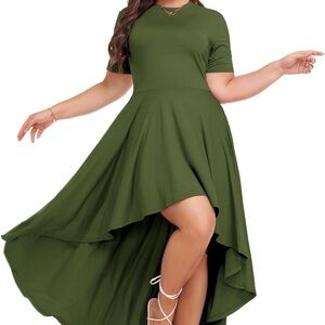 Lalagen Chic Army Green Hi-Low Maxi Dress